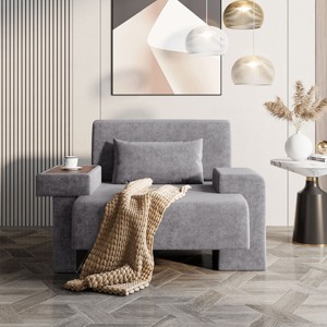 FONTOI Mid-Century Living Room Accent Chair Oversized Chair Comfy Sofa Chair Bedroom Lazy Reading Chair with Pillow, Gray 48"* 38"*32.3" - 1 of 4