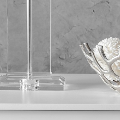 Modern Clear Crystal Table Lamp with Cotton Shade