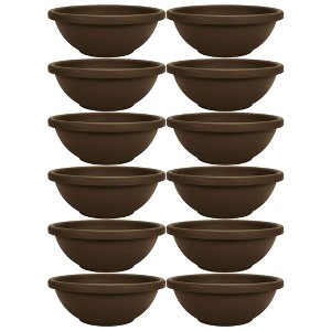 The HC Companies 18 Inch Sun Fade and Crack Withstanding Leakproof Plastic Plain Semi Circular Garden Bowl Planter, Chocolate Brown (12 Pack) - 1 of 4