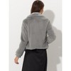 INSPIRE CHIC Women's Cropped Lapel Long Sleeve Fluffy Faux Fur Jackets - 4 of 4