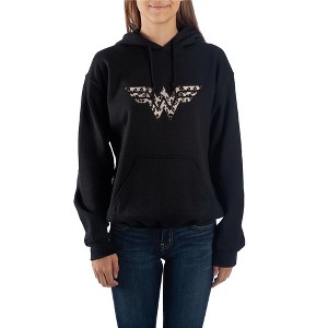 Women's Wonder Woman Leopard Print Logo Black Hoodie - 1 of 1