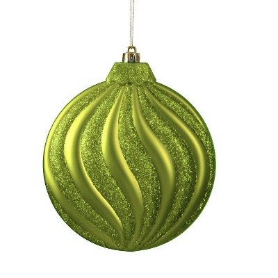 Northlight 6ct 2-Finish Swirl Shatterproof Christmas Disc Ornament Set 6.25" - Green