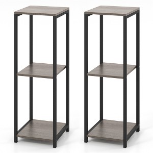Tangkula 2PCS 3 Tier Tall Metal Plant Stand Corner Plant Holder w/ Metal Frame - 1 of 4