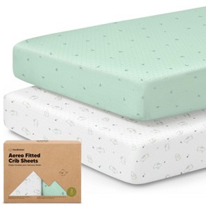 2pk Aereo Fitted Crib Sheets for Boys, Girls, 52x28 Standard Baby Crib Mattress Sheets, Bamboo Viscose Cotton - 1 of 4
