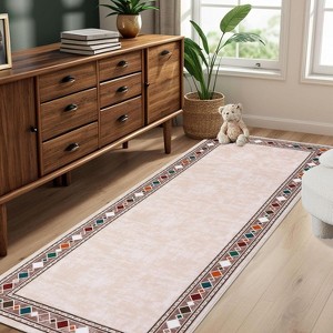 Runner for Hallway Washable Kitchen Rug Non Slip Vintage Farmhouse Soft Grey Low Pile for Living Room Bedroom Decor Nursery - 1 of 4