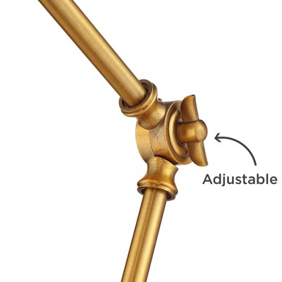 Adjustable Antique Gold Metal Desk Lamps with USB Ports, Set of 2