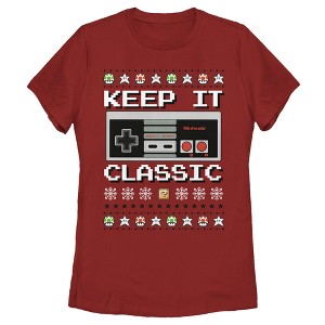 Women's Nintendo Ugly Christmas NES Classic Controller T-Shirt - 1 of 3