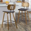 Bekrvio 26" Mid Century Modern Counter Height Bar Stools - Rattan Cane Back, Wood, PU Leather Upholstered for Kitchen Island Dining - 3 of 4