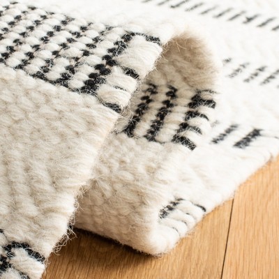 Black and Ivory Striped Wool Tufted 4' x 6' Area Rug