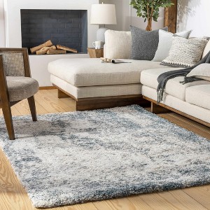 Hauteloom Tagas Abstract Gray Plush Rug - 1 of 4