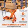 VEVOR Hydraulic Lift Table Cart, 1100lbs Capacity 35.4" Lifting Height, Manual Single Scissor Lift Table with 4 Wheels and Non-slip Pad,Orange&Black - 3 of 4