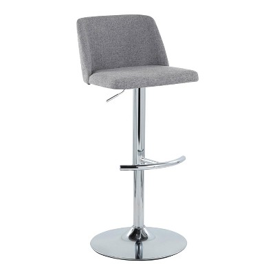 Gray Adjustable Swivel Bar Stools with Metal Frame