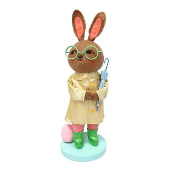 Small Soft Easter Bunny Figurine Rain Jacket and Umbrella - Spritz™
