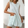 Women's 2 Pieces Set Summer Outfits Sleeveless Crew Neck Side Slit Top Loungewear and Elastic Waist Shorts Lounge Pajama - 4 of 4