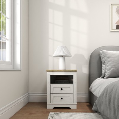 HDZNVF Farmhouse Nightstand with 2 Drawers Storage Cabinet