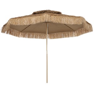Outsunny 10 ft. Hula Thatched Tiki Patio Umbrella, Hawaiian Style Outdoor Umbrella with 8 Ribs, UPF30+, for Garden, Backyard, Deck, Pool, Natural - 1 of 4