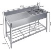 Stainless Steel Utility Sink - Freestanding Commercial Sink with Faucet for Garage/Laundry/Shop - 2 of 4