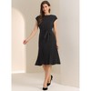 Allegra K Women's Pleated Crew Neck Cap Sleeve Tie Waist A-Line Dresses - 2 of 4