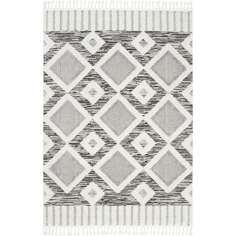  nuLOOM Ansley Moroccan Lattice Tassel Area Rug, 7x9, Grey :  Home & Kitchen