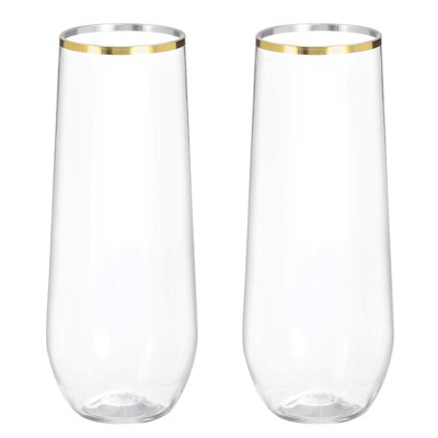 Unique Bargains Elegant Stemless Lightweight Champagne Flutes Glasses 2 Pcs