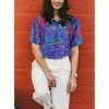LA LEELA Button Down Shirt for Women Floral Summer Beach Party Blouses Shirt Tropical Blouse Short Sleeve Shirts Hawaiian for Women - 2 of 4