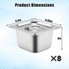 Commercial Food Storage, Hotel Pans – 8-Pack 4 in Deep GN 1/6 Stainless Steel Pans with Lids, Commercial Grade for Catering, Restaurants - 2 of 4