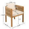 Christopher Knight Home Percival Modern Coastal Acacia Wood Outdoor Dining Chairs with Rope-Wrapped Arm and Cushions (Set of 2) - 3 of 4
