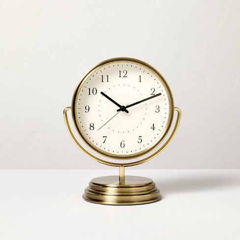 Mid Century Metal Table Top Clock with gold hands sold