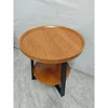 Round Side Table,  2 Tier Bedside Table with Storage, Modern Wood Small Nightstand for Living Room, Bathroom, Bedroom, Walnut - 3 of 4