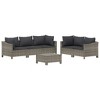vidaXL 6 Piece Patio Lounge Set with Cushions Gray Poly Rattan - 3 of 4