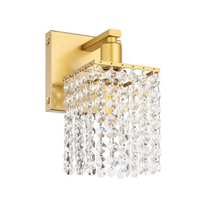 Elegant Lighting Phineas 1 light Brass and Clear Crystals wall sconce