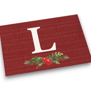 Personalization Mall Nostalgic Noel Burgundy Doormat, 18 x 27 - 1 of 1