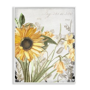 Stupell Industries Sunflower Floral over Vintage Plant Framed Giclee Art - 1 of 4