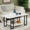 Hooseng 40 Inch Living Room Faux Marble Coffee Table, Top Rectangular 2-Tier Coffee Table with Black Metal Frame for Office - 2 of 4