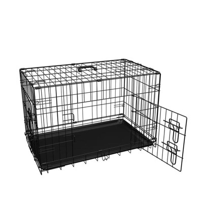 Aukfa 30" Medium Dog Crate with Divider, Leak-Proof Tray & Dual Doors – Foldable Metal Wire Cage for Indoor, Outdoor, Travel