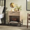 TIRAMISUBEST Contemporary Oak Nightstand with Fluted Drawer & Open Storage Cubby - 2 of 4