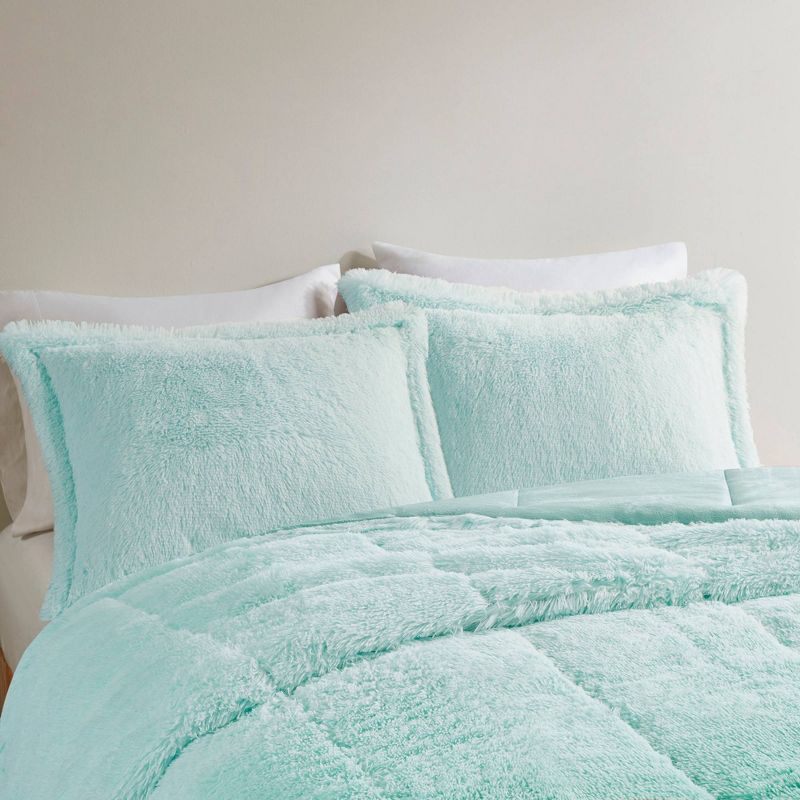  Intelligent Design Leena Shaggy Long Faux Fur Comforter Mini Set, 6 of 9