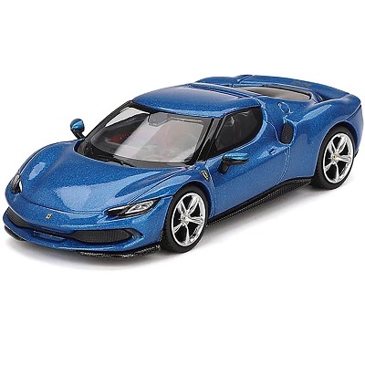 Ferrari 296 GTB Blue Corsa 1/64 Diecast Model Car by BBR