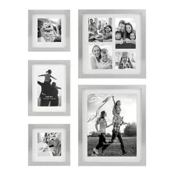 5pc Decorative Stamped Photo Frame Set Silver - Stonebriar Collection