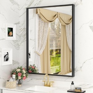 Apmir H Rectangular High-Strength Tempered Glass and Aluminum Alloy Framed French Cleat Mounted Wall Decor Bathroom Vanity Mirror in Matte Black - 1 of 4