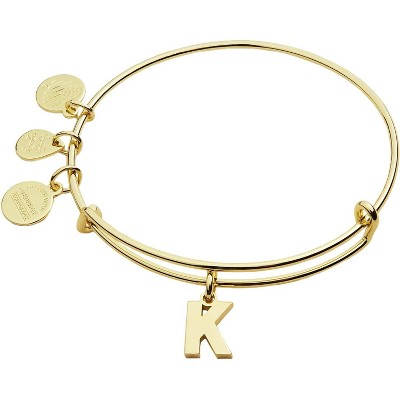 Alex and Ani Expandable Bangle for Women, Initials A to Z Letter Charms, Shiny Finish, 2 to 3.5 in