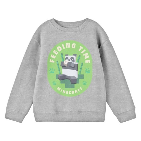 Minecraft Panda Feeding Time Crew Neck Long Sleeve Athletic Heather Boy's  Sweatshirt : Target