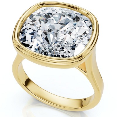 Pompeii3 9mm Cushion Moissanite Bezel Engagement Ring 14k Gold
