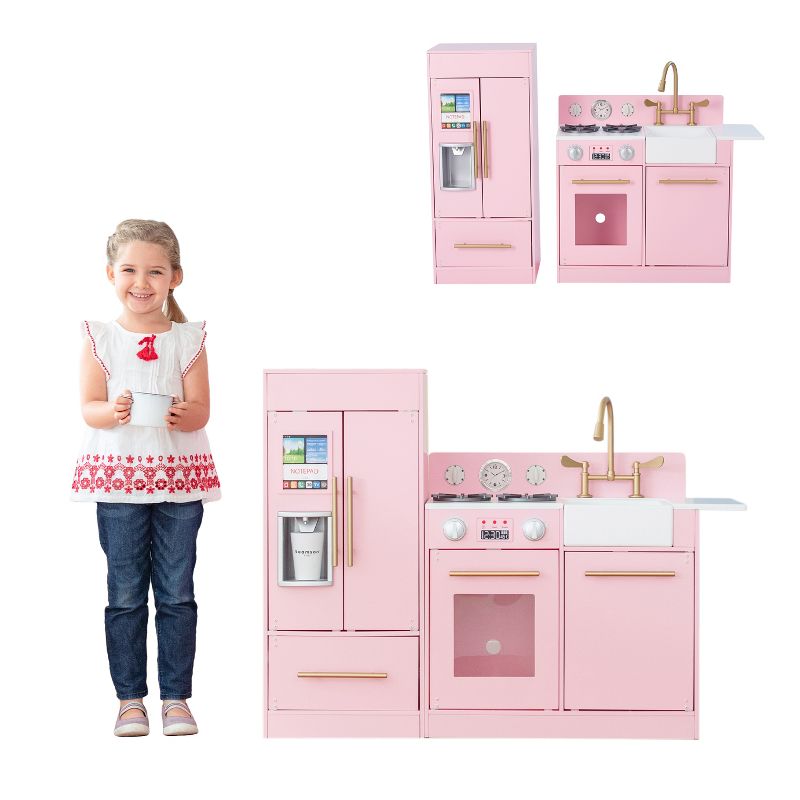 Teamson Kids Little Chef Charlotte 2-Piece Modular Wooden Play Kitchen, Pink, 5 of 12