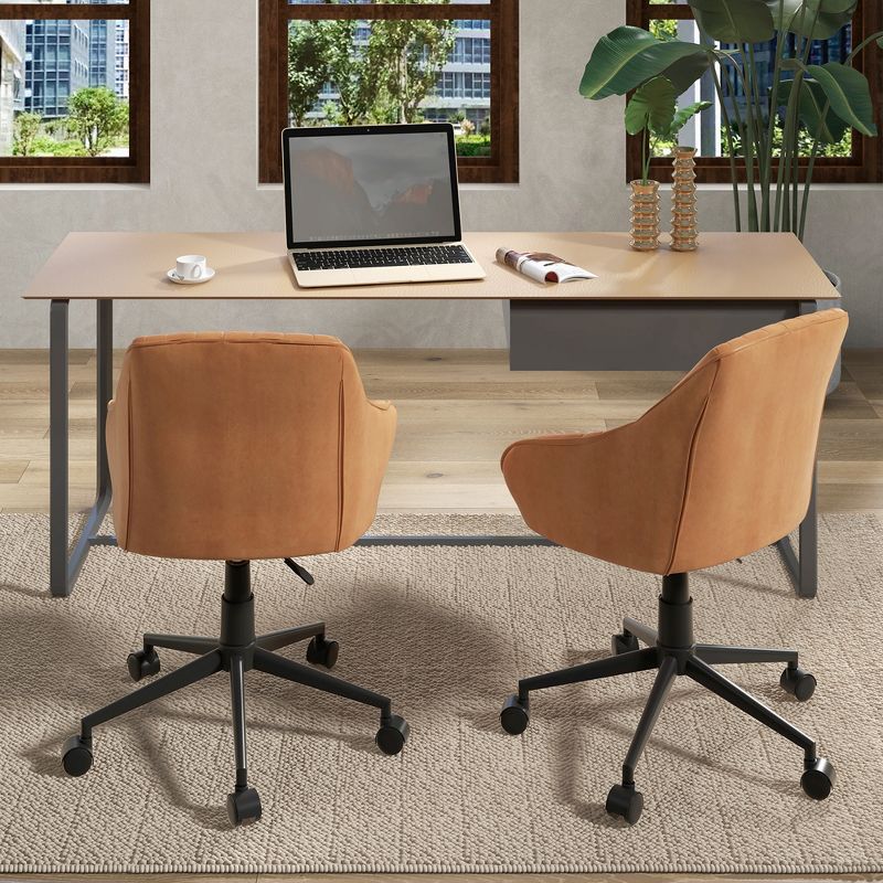 Costway PU Leather Home Office Arm Chair Adjustable Swivel Leisure Desk Chair, 5 of 11