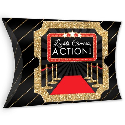 Big Dot of Happiness Red Carpet Hollywood - Favor Gift Boxes - Movie Night Party Large Pillow Boxes - Set of 12