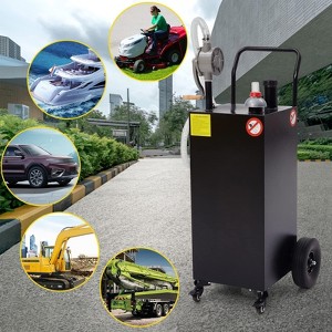 Fuel Tank with Pump, Heavy Duty Gas Caddy Transfer Tank with Wheels & Hose - 1 of 4