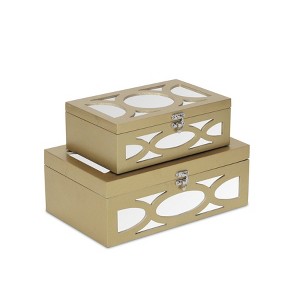 Cheung's Harlane Set of 2 Overlayed Mirror  Gold Boxes - 1 of 4