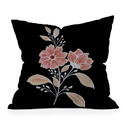 16"x16" Rosebud Studio 'Admire Me' Floral Square Throw Pillow Black - Deny Designs