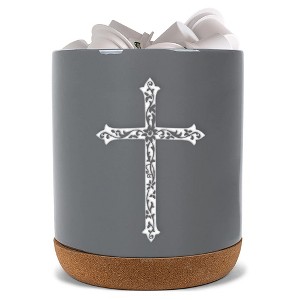 Elanze Designs Cross Grey X-Large Cork Bottom, Kitchen Counter, Ceramic Stoneware, Coffee, Tea and Hot Chocolate, Machine Brewing, K Capsule Pod Cup, - 1 of 1